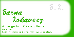 barna kokavecz business card